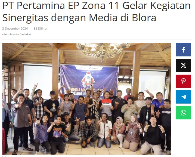 PT Pertamina EP Zona 11 Gelar Kegiatan Sinergitas dengan Media di Blora